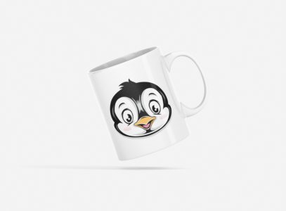 Penguin face - animation themed printed ceramic white coffee and tea mugs/ cups for animation lovers