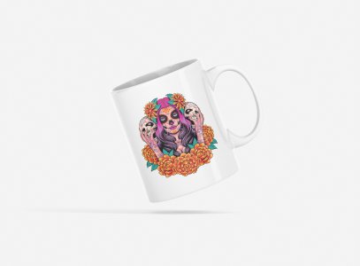 Sugar skull - animation themed printed ceramic white coffee and tea mugs/ cups for animation lovers