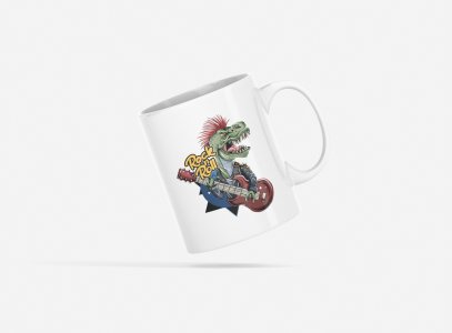 T-rex dinosaur - animation themed printed ceramic white coffee and tea mugs/ cups for animation lovers