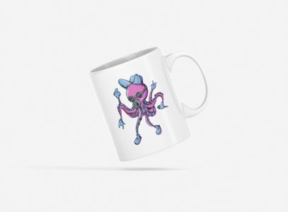 Octupus dancing - animation themed printed ceramic white coffee and tea mugs/ cups for animation lovers