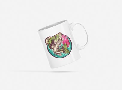 Green fish - animation themed printed ceramic white coffee and tea mugs/ cups for animation lovers