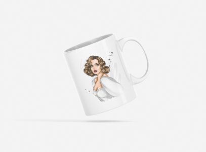 White dress woman - animation themed printed ceramic white coffee and tea mugs/ cups for animation lovers