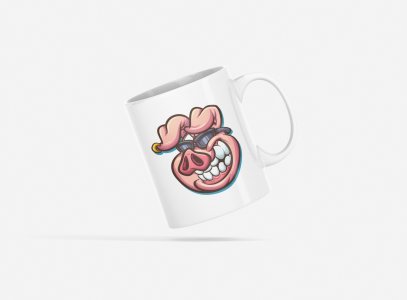 Pig smiling - animation themed printed ceramic white coffee and tea mugs/ cups for animation lovers