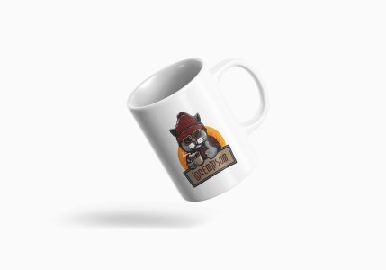 Cat with coffee - animation themed printed ceramic white coffee and tea mugs/ cups for animation lovers