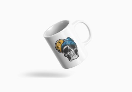 Skull with cap - animation themed printed ceramic white coffee and tea mugs/ cups for animation lovers