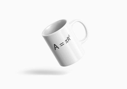 A=PieR2  - formula themed printed ceramic white coffee and tea mugs/ cups for maths lovers