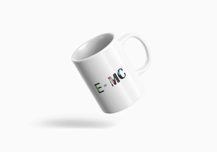 E=MC2 - formula themed printed ceramic white coffee and tea mugs/ cups for maths lovers