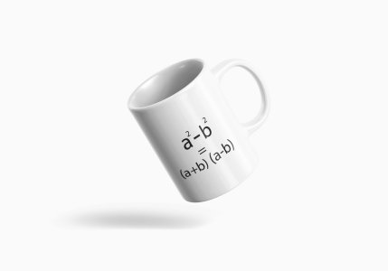 a2-b2= (a+b)(a-b)  - formula themed printed ceramic white coffee and tea mugs/ cups for maths lovers