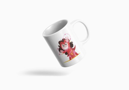 Red baby girl standing - animation themed printed ceramic white coffee and tea mugs/ cups for animation lovers