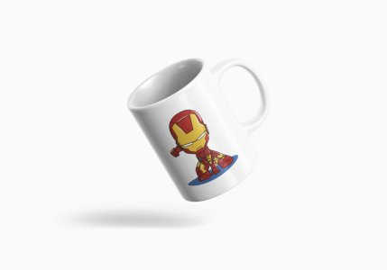 Iron man posing - animation themed printed ceramic white coffee and tea mugs/ cups for animation lovers