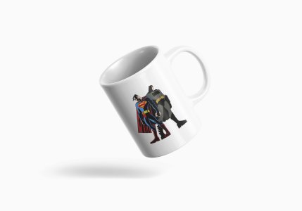 Superman v/s Batman - animation themed printed ceramic white coffee and tea mugs/ cups for animation lovers