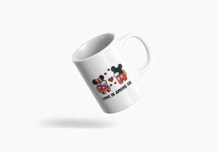 Love is among us (BG Black & Red)- animation themed printed ceramic white coffee and tea mugs/ cups for animation lovers