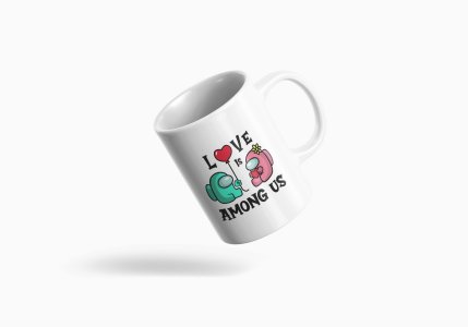 Love is among us, O designed as Balloon heart - animation themed printed ceramic white coffee and tea mugs/ cups for animation lovers