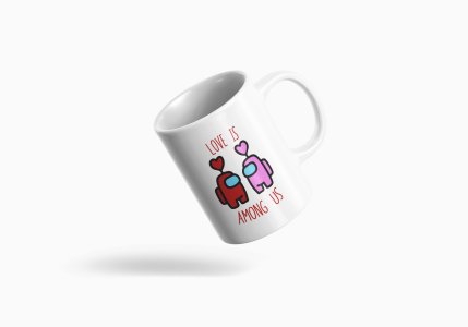 Love is among us, (BG Pink and Red) - animation themed printed ceramic white coffee and tea mugs/ cups for animation lovers