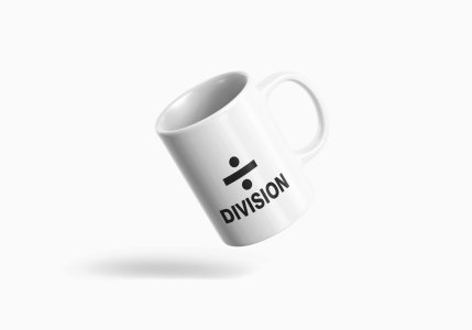Division- formula themed printed ceramic white coffee and tea mugs/ cups for maths lovers