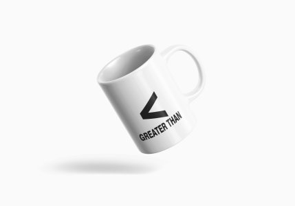 Greater Than- formula themed printed ceramic white coffee and tea mugs/ cups for maths lovers