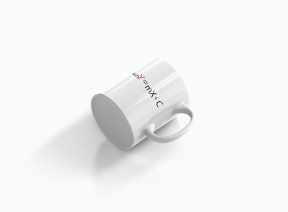 whY=mX+C  - formula themed printed ceramic white coffee and tea mugs/ cups for maths lovers