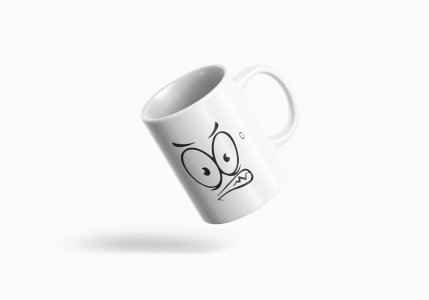 Angry Big Eyes Emoji - emoji printed ceramic white coffee and tea mugs/ cups for emoji lover people