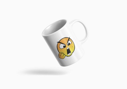 Open Mouth Angry Emoji- emoji printed ceramic white coffee and tea mugs/ cups for emoji lover people