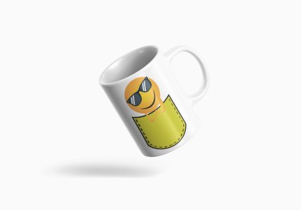 Chilling Emoji Inside the Pocket- emoji printed ceramic white coffee and tea mugs/ cups for emoji lover people