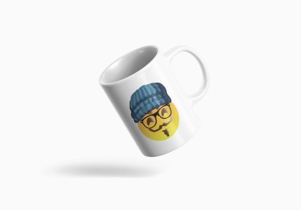 Moustaque Face Emoji- emoji printed ceramic white coffee and tea mugs/ cups for emoji lover people