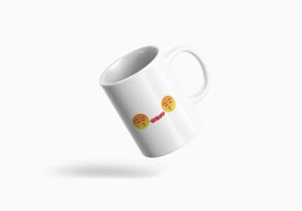 Couples Showing Flying Kiss- emoji printed ceramic white coffee and tea mugs/ cups for emoji lover people