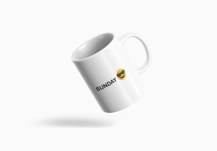 Sunday Look Emoji - emoji printed ceramic white coffee and tea mugs/ cups for emoji lover people