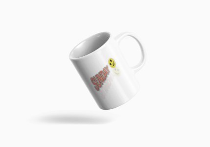 Sunday Funday Emoji- emoji printed ceramic white coffee and tea mugs/ cups for emoji lover people