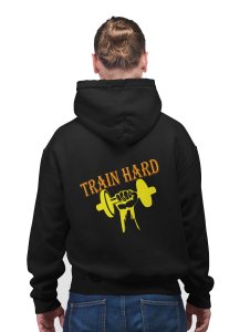 Train Hard printed artswear black hoodies for winter casual wear specially for Men