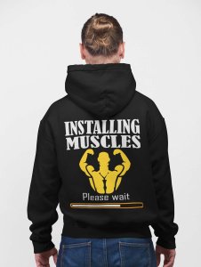 Installing Muscles printed artswear black hoodies for winter casual wear specially for Men