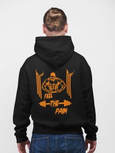 Feel The Pain, Curved Lines printed artswear black hoodies for winter casual wear specially for Men