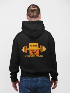 Gym, Style, Fitness Club, (BG Yellow and Orange) printed artswear black hoodies for winter casual wear specially for Men
