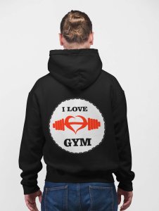 I Love Gym, (BG Black and Orange)  printed artswear black hoodies for winter casual wear specially for Men