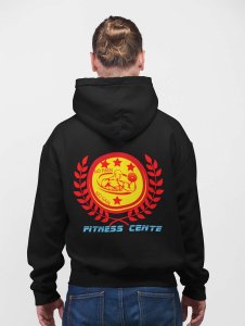 Fitness Center, Red Leaves Outside The Circle  printed artswear black hoodies for winter casual wear specially for Men