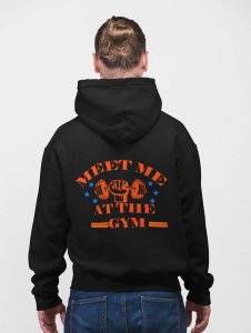 Meet Me At The Gym, 3 Black Dots printed artswear black hoodies for winter casual wear specially for Men