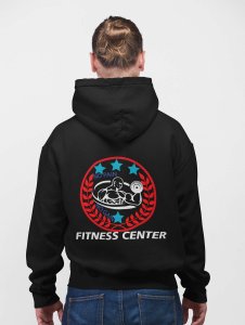 Fitness Center Red Leaves Inside The Circle printed artswear black hoodies for winter casual wear specially for Men