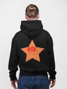 Fitness Club, Power Your Body, (BG Orange) printed artswear black hoodies for winter casual wear specially for Men