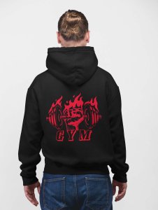 Gym, (BG Red Fire) printed artswear black hoodies for winter casual wear specially for Men