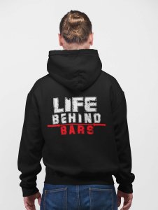 Life Behind Bars printed artswear black hoodies for winter casual wear specially for Men
