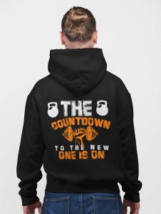 The Countdown(Orange and White) printed artswear black hoodies for winter casual wear specially for Men