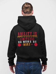 Ability Is Limitless (Red and Orange) printed artswear black hoodies for winter casual wear specially for Men