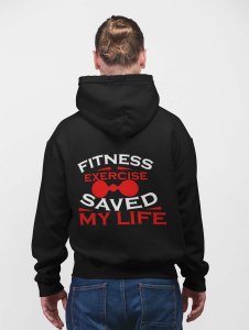 Fitness, Exercise Saved (Red & White)printed artswear black hoodies for winter casual wear specially for Men