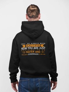 You've Always (BG Orange &White) printed black hoodies for winter casual wear specially for Men
