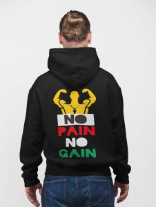 No Pain, No Gain Text printed artswear black hoodies for winter casual wear specially for Men