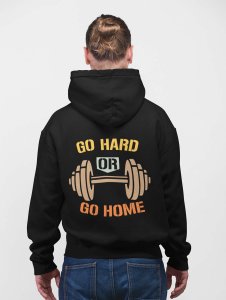 Go Hard Or Go Home, (Yellow, Orange & Cream)printed artswear black hoodies for winter casual wear specially for Men