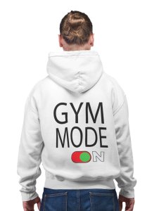 Gym Mode On  printed artswear white hoodies for winter casual wear specially for Men