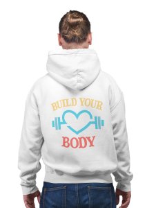 Build Your Body printed artswear white hoodies for winter casual wear specially for Men