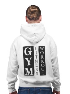 Gym, Fitness, Workout Vertical Text printed artswear white hoodies for winter casual wear specially for Men