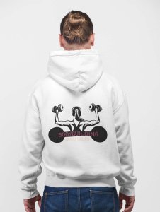 Bodybuilding Hardwork, A Girl Lifts Dumble (Cherry, Peech)printed artswear white hoodies for winter casual wear specially for Men