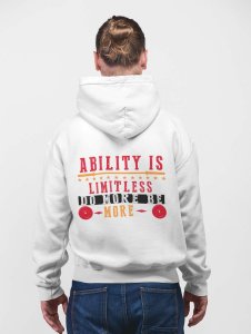 Ability is Limitless printed artswear white hoodies for winter casual wear specially for Men
